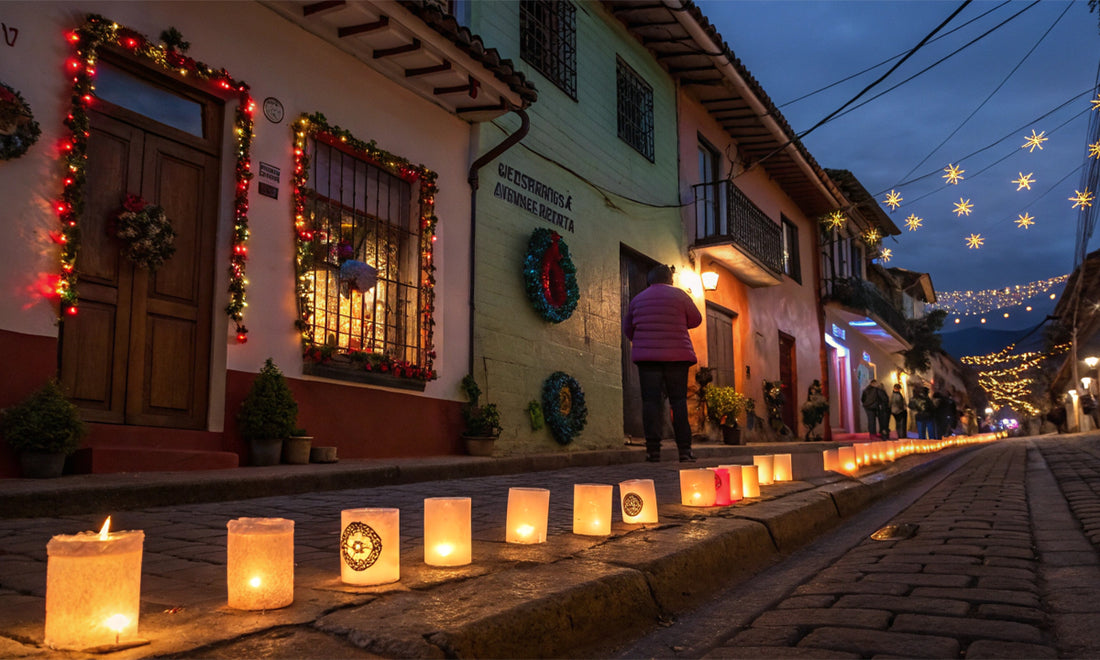 La imagen corresponde al tradicional Día de las Velitas en Colombia, una celebración que marca el inicio de las festividades navideñas.